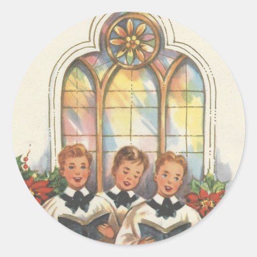 Vintage kerstkoeriersdienst ronde sticker (Voorkant)