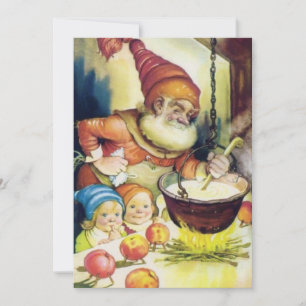 Vintage kerstkoken voor kinderen feestdagenkaart