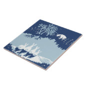 Vintage kerstkonijnen Winter Stars Forest Moon Tegeltje (Zijkant)