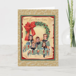 Vintage kerstkoor feestdagen kaart