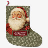 Vintage Kerstkous met Retro Santa Claus Grote Kerstsok (Voorkant)