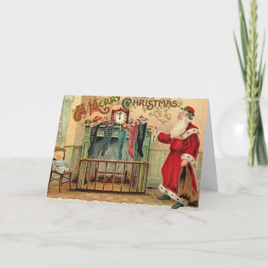 Vintage kerstkousen Kaart (Voorkant)