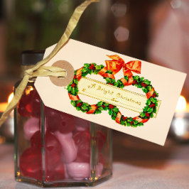Vintage Kerstkrans Garland Gift Label Label Cadeaulabel
