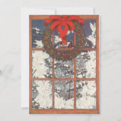 Vintage Kerstkrans in Venster Uitnodiging (Voorkant)