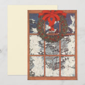 Vintage Kerstkrans in Venster Uitnodiging (Voorkant / Achterkant)