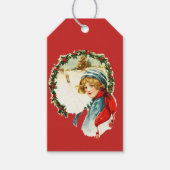 VINTAGE KERSTKRANS MET JONGENSGESCHENK LABEL CADEAULABEL (Voorkant)