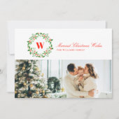 Vintage Kerstkrans Monogram Landschap Feestdagenkaart (Voorkant)