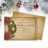 Vintage Kerstkrans op Perkamentfeest Kaart