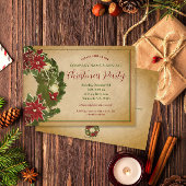 Vintage Kerstkrans op Perkamentfeest Kaart