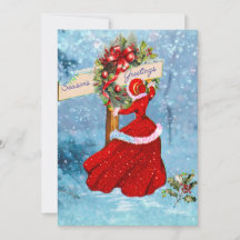 Vintage Kerstkrans rode glitter meisje vakantie