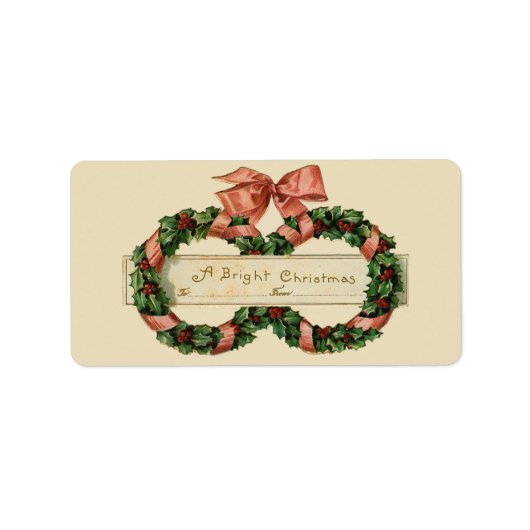 Vintage kerstkransen cadeau Label label (Voorkant)