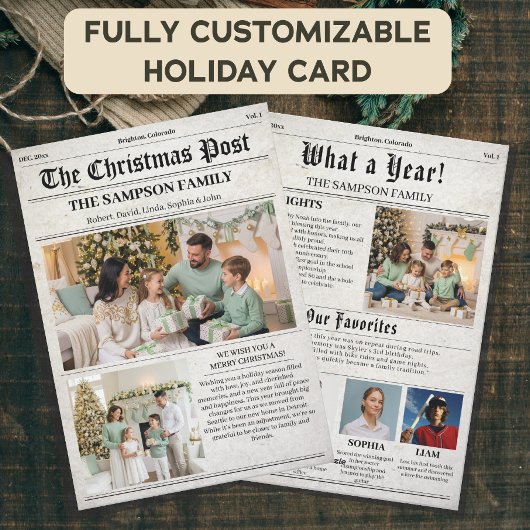 Vintage Kerstkrant Foto Nieuwsbrief Feestdagenkaart