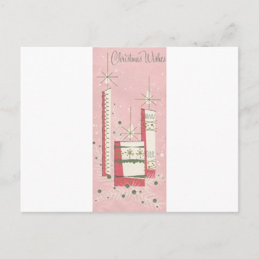 Vintage kerstkreet in roze feestdagenkaart (Voorkant)