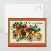 Vintage kerstkreet Vergroting Antiek auto Briefkaart (Voorkant / Achterkant)