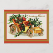 Vintage kerstkreet Vergroting Antiek auto Briefkaart (Voorkant)