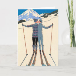 Vintage Kerstkunst Deco, Romance van liefde Kiss S Feestdagen Kaart