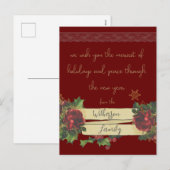 Vintage kerstkunst met Bourgogne Feestdagenkaart (Voorkant / Achterkant)