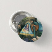 Vintage kerstkunst met gevoel voor gevaar ronde button 3,2 cm (Voorkant /achterkant)