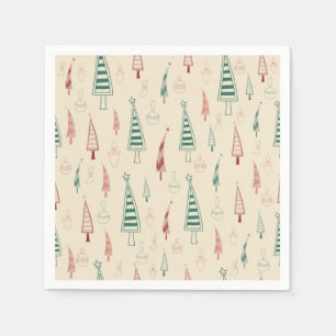 Vintage-kerstkunst Plant Kunst Een kleine kerstman Servet