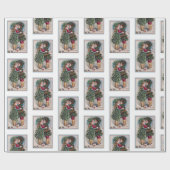 Vintage kerstkus-omslagpapier cadeaupapier (Vlak)