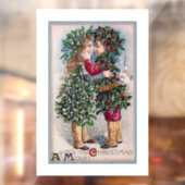 Vintage-kerstkus Window Cling Raamsticker (Vel 2)