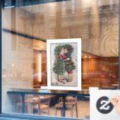 Vintage-kerstkus Window Cling Raamsticker (Cafe Raam)