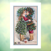 Vintage-kerstkus Window Cling Raamsticker (Vel 3)
