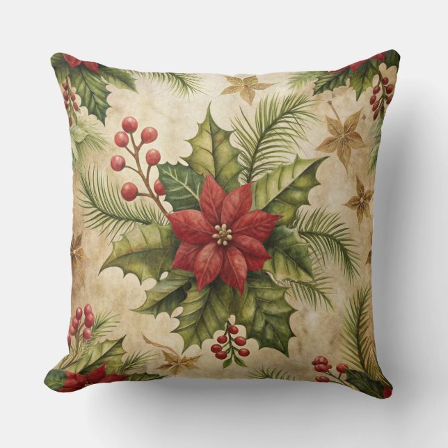 Vintage kerstkussen – Retro Holiday Design Kussen (Voorkant)