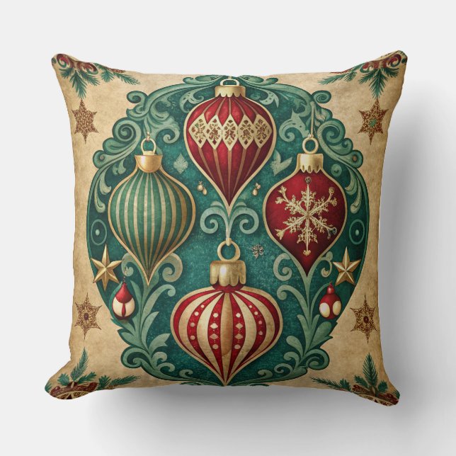 Vintage kerstkussen – Retro Holiday Design Kussen (Voorkant)
