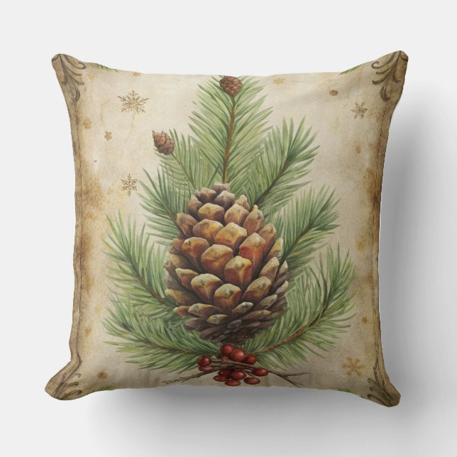 Vintage kerstkussen – Retro Holiday Design Kussen (Voorkant)