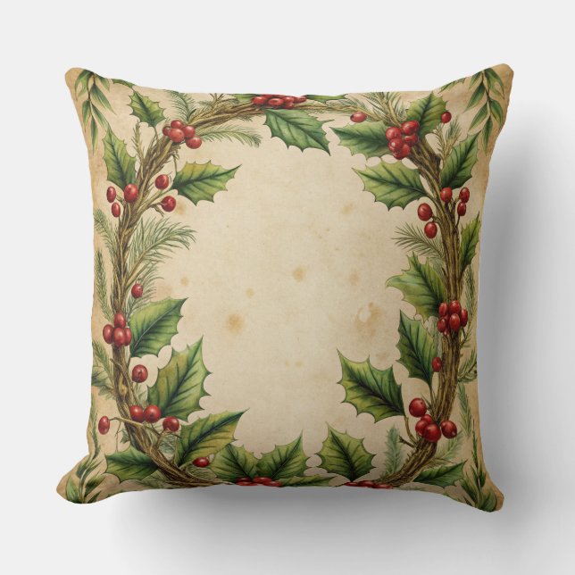 Vintage kerstkussen – Retro Holiday Design Kussen (Voorkant)