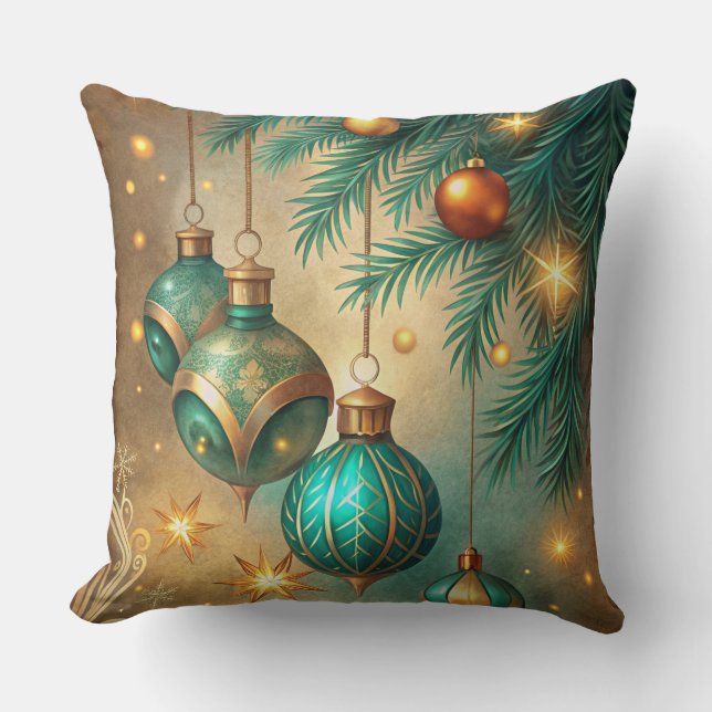 Vintage kerstkussen – Retro Holiday Design Kussen (Voorkant)