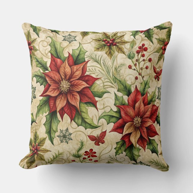 Vintage kerstkussen – Retro Holiday Design Kussen (Voorkant)