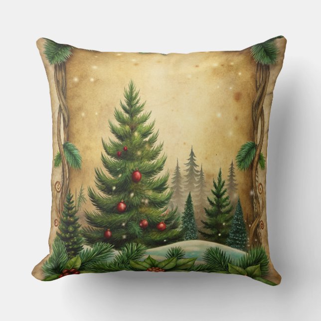 Vintage kerstkussen – Retro Holiday Design Kussen (Voorkant)