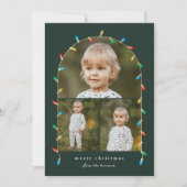 Vintage-kerstlampjes 3-fotografie feestdagenkaart (Voorkant)