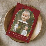 Vintage-kerstlampjes 3-fotografie feestdagenkaart<br><div class="desc">Vrolijk kerstfeest Elegant Vintage kerstlampjes 3 Foto Arch Holiday cards. Klik uitgeven knoop om dit ontwerp met uw foto en tekst aan te passen.</div>