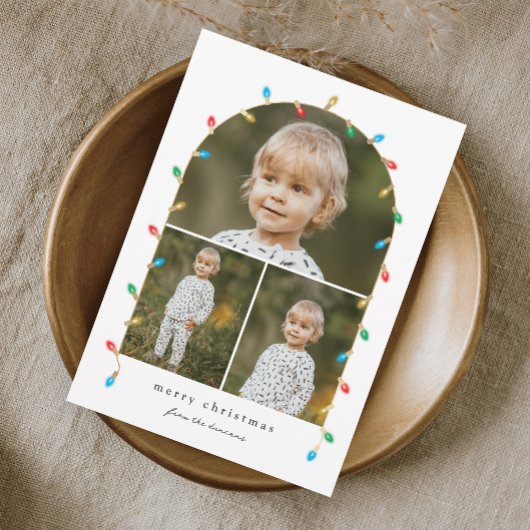 Vintage-kerstlampjes 3-fotografie feestdagenkaart