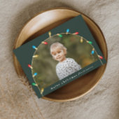 Vintage kerstlampjes foto's feestdagenkaart