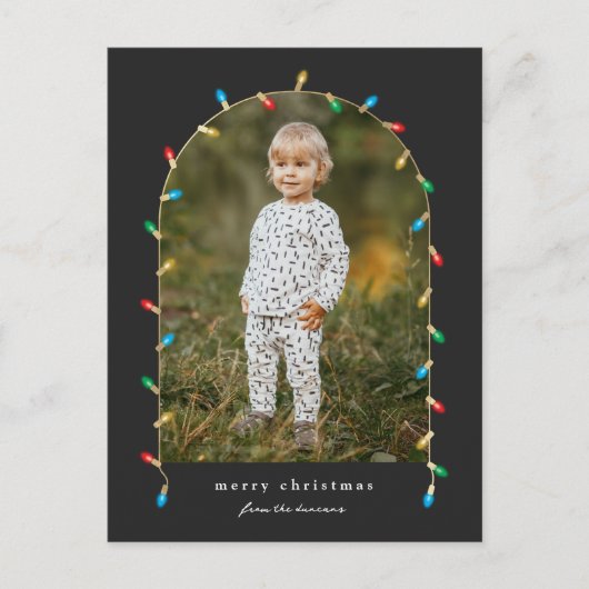 Vintage kerstlampjes foto's feestdagenkaart (Voorkant)