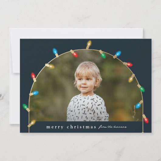 Vintage kerstlampjes foto's feestdagenkaart (Voorkant)