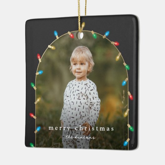 Vintage kerstlampjes foto's keramisch ornament (Links)