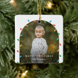 Vintage kerstlampjes foto's keramisch ornament