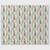 Vintage kerstlamppatroonplaat cadeaupapier (Vlak)