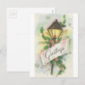 Vintage kerstlamppost feestdagenkaart (Voorkant / Achterkant)