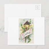 Vintage kerstlamppost feestdagenkaart (Voorkant / Achterkant)