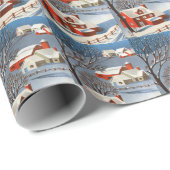 Vintage Kerstland Roodhuizen Cadeaupapier (Rol Hoek)