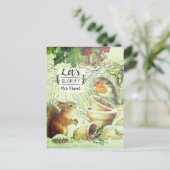 Vintage Kerstland Woodland Dieren Inspirerend Briefkaart (Staand voorkant)