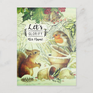 Vintage Kerstland Woodland Dieren Inspirerend Briefkaart