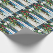Vintage-kerstlandschap met Holly Branch Cadeaupapier (Hoek)