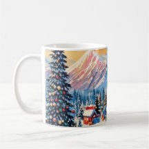 vintage kerstlandschap mok 